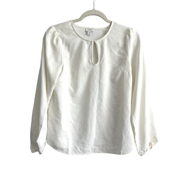 NWOT J.Crew Puff-Sleeve Satin Back Crepe Top Cream Size  XS - Picture 2 of 6